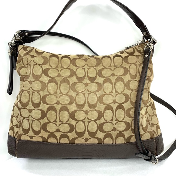 Coach Charlie F32081 Tan Brown Signature Python Hobo Shoulder Crossbody Bag - Picture 5 of 11